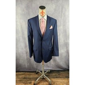 Daniel Cremieux Loro Piana Dawson 40L Super 130s Wool Blue Stripe Blazer Jacket